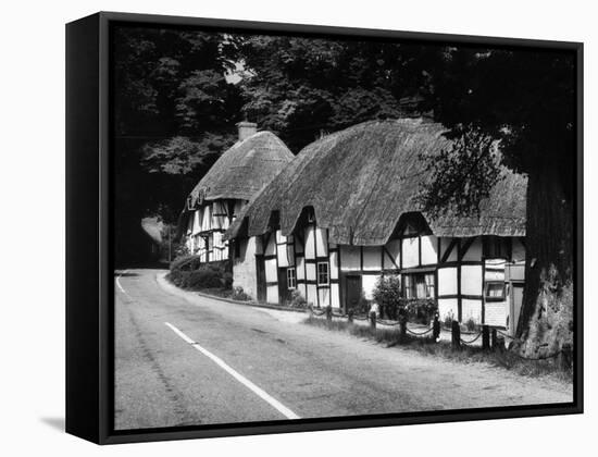 Deep Thatched Cottages at  Wherwell, Hampshire, England-J. Chettlburgh-Framed Stretched Canvas