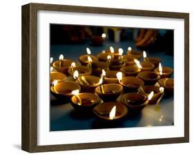 Deepak Lights (Oil and Cotton Wick Candles) Lit to Celebrate the Diwali Festival, India-Annie Owen-Framed Photographic Print