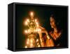 Deepawali Lamps-null-Framed Stretched Canvas