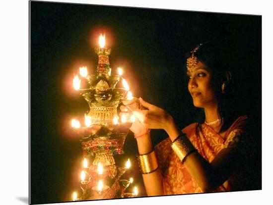 Deepawali Lamps-null-Mounted Photographic Print