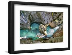 Deeply Cut into the Rock Stream of Soca, Slovenia-Stefan Sassenrath-Framed Photographic Print