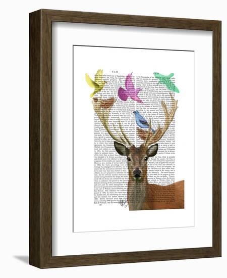 Deer and Birds Nests Pastel Shades-Fab Funky-Framed Art Print