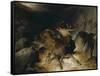 Deer and Deer Hounds in a Mountain Torrent ('The Hunted Stag')-Edwin Henry Landseer-Framed Stretched Canvas