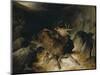 Deer and Deer Hounds in a Mountain Torrent ('The Hunted Stag')-Edwin Henry Landseer-Mounted Giclee Print