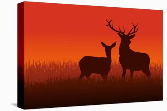 Deer and Doe-Rudall30-Stretched Canvas
