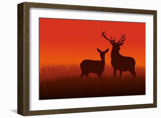 Deer and Doe-Rudall30-Framed Art Print