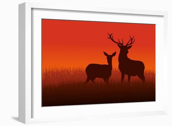 Deer and Doe-Rudall30-Framed Art Print