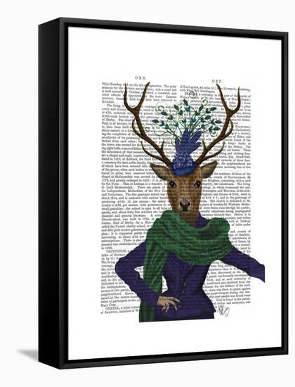 Deer and Fascinator-Fab Funky-Framed Stretched Canvas