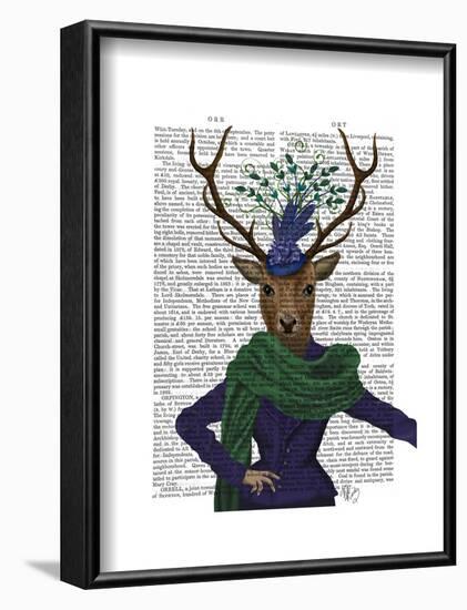 Deer and Fascinator-Fab Funky-Framed Art Print