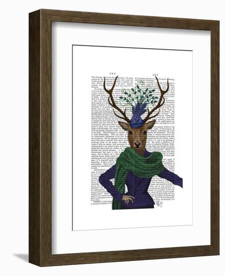 Deer and Fascinator-Fab Funky-Framed Art Print