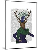 Deer and Fascinator-Fab Funky-Mounted Art Print