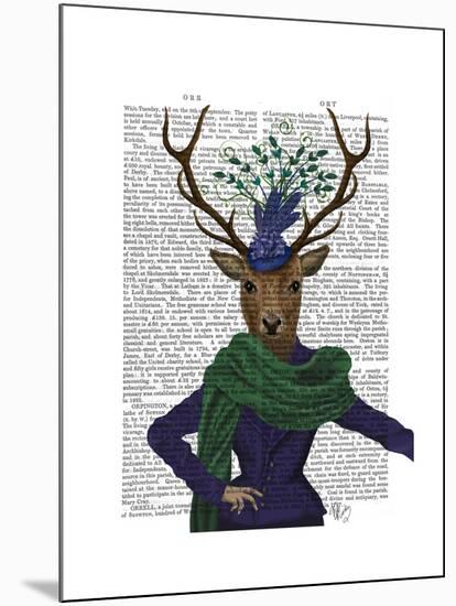 Deer and Fascinator-Fab Funky-Mounted Art Print