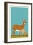 Deer and Fawn - Version #2-Lantern Press-Framed Art Print