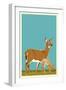 Deer and Fawn - Version #2-Lantern Press-Framed Art Print