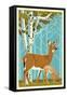 Deer and Fawn-Lantern Press-Framed Stretched Canvas