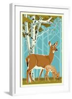 Deer and Fawn-Lantern Press-Framed Art Print