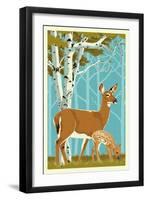 Deer and Fawn-Lantern Press-Framed Art Print