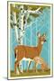 Deer and Fawn-Lantern Press-Mounted Art Print