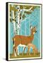 Deer and Fawn-Lantern Press-Framed Stretched Canvas