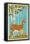Deer and Fawn-Lantern Press-Framed Stretched Canvas