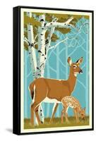 Deer and Fawn-Lantern Press-Framed Stretched Canvas