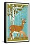 Deer and Fawn-Lantern Press-Framed Stretched Canvas