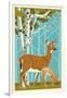 Deer and Fawn-Lantern Press-Framed Art Print