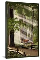 Deer and Fawns in Forest-Lantern Press-Stretched Canvas