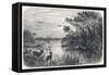 Deer and Flamingoes are Among the Exotic Fauna on a Creek Tributary to the St. Johns River Florida-null-Framed Stretched Canvas