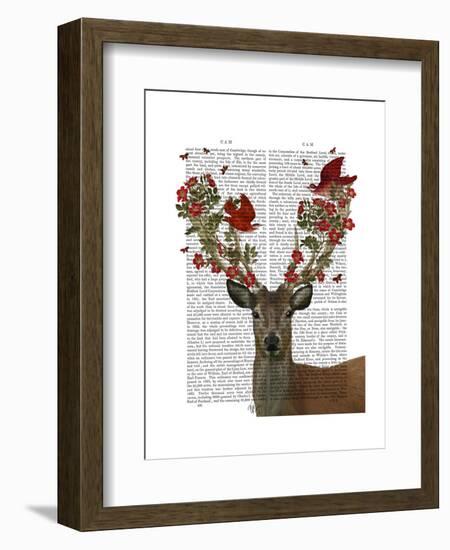 Deer and Love Birds-Fab Funky-Framed Art Print