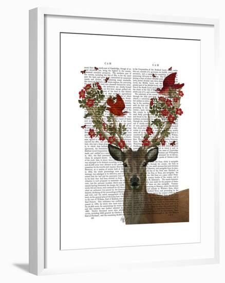 Deer and Love Birds-Fab Funky-Framed Art Print