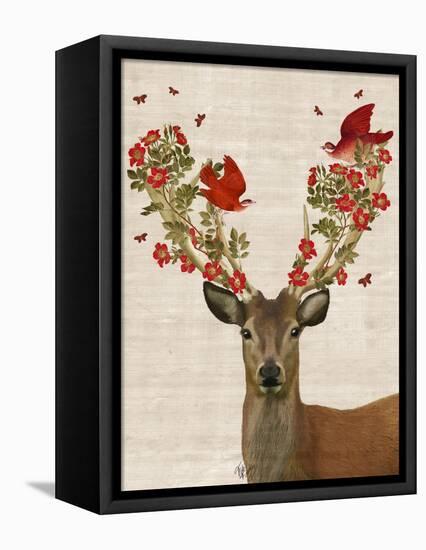 Deer and Love Birds-Fab Funky-Framed Stretched Canvas