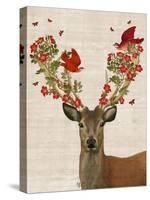 Deer and Love Birds-Fab Funky-Stretched Canvas