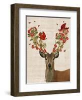 Deer and Love Birds-Fab Funky-Framed Art Print