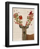 Deer and Love Birds-Fab Funky-Framed Art Print