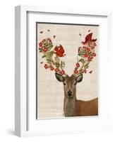 Deer and Love Birds-Fab Funky-Framed Art Print