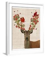 Deer and Love Birds-Fab Funky-Framed Art Print