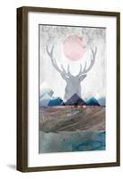 Deer and Mountains 2-Louis Duncan-He-Framed Art Print