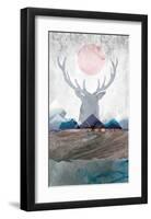 Deer and Mountains 2-Louis Duncan-He-Framed Art Print