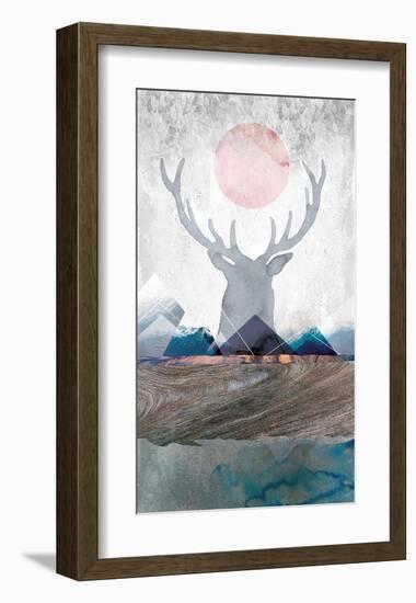 Deer and Mountains 2-Louis Duncan-He-Framed Art Print