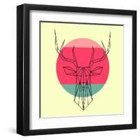 Deer and Sunset-Lisa Kroll-Framed Art Print