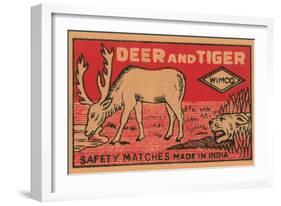 Deer And Tiger Safety Matches-null-Framed Art Print