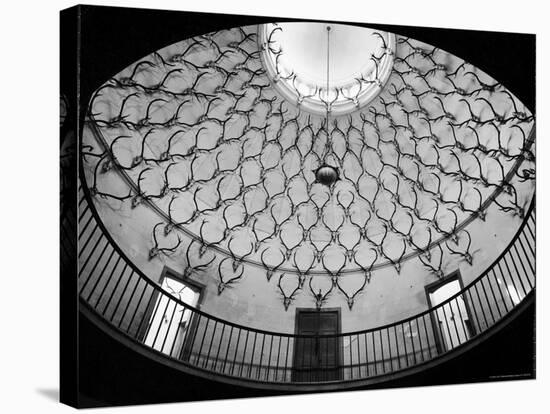 Deer Antlers Hanging in Domed Ceiling of Gordon Castle-William Sumits-Stretched Canvas