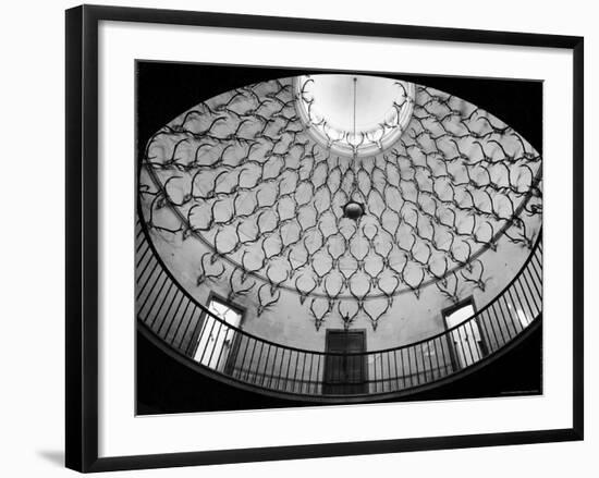 Deer Antlers Hanging in Domed Ceiling of Gordon Castle-William Sumits-Framed Photographic Print