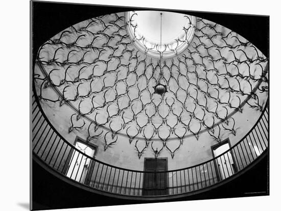 Deer Antlers Hanging in Domed Ceiling of Gordon Castle-William Sumits-Mounted Photographic Print