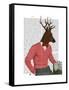 Deer at the Bar-Fab Funky-Framed Stretched Canvas