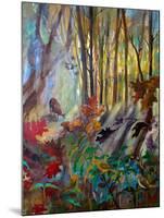 Deer at Water in Woods-Robin Maria-Mounted Art Print