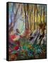 Deer at Water in Woods-Robin Maria-Framed Stretched Canvas