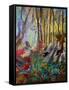 Deer at Water in Woods-Robin Maria-Framed Stretched Canvas