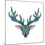 Deer Bright Colorful Head with Horns for T-Shirt, Tattoo, Print, Fabric, Poster and Illustrations.-BarsRsind-Mounted Art Print